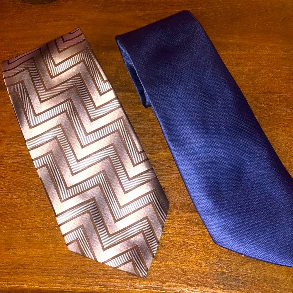 Jones New York Blue Tie & Silver/Brown patterned Jhane Barnes tie